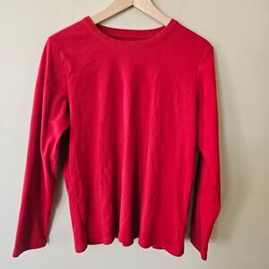 Lands' End Women's Cotton Shaped Shirt, Size XL 18 Red Everyday